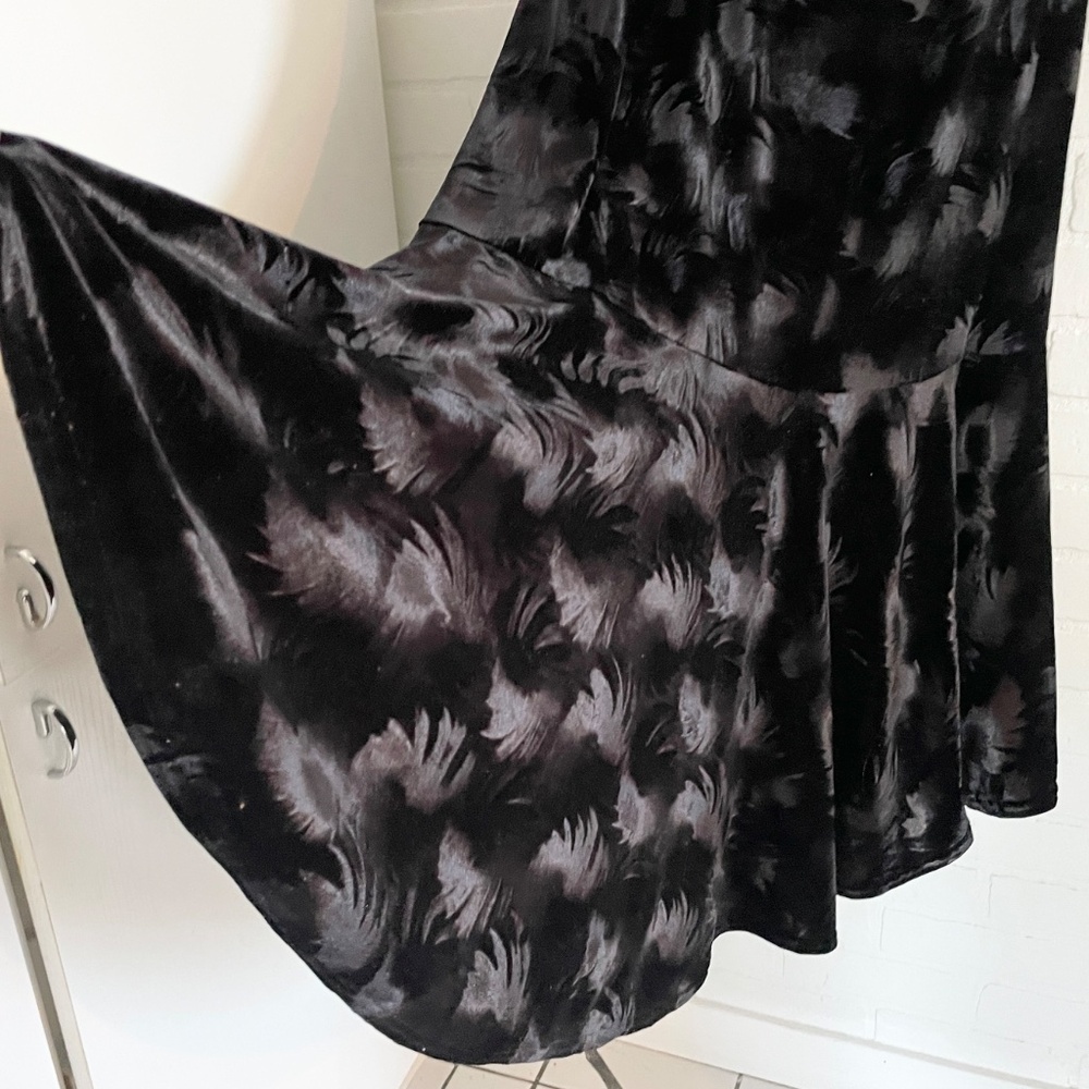 Y2K Gothic Velvet Mermaid Maxi Skirt Lace Up Dark Romantic XL - Picture 4 of 11